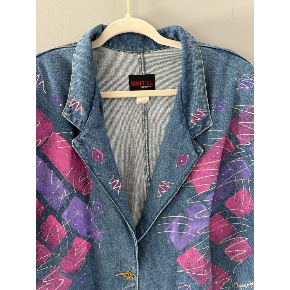 Vintage Sunbelt Sportswear Painted Denim Jacket Size‎ Medium - Picture 2 of 16